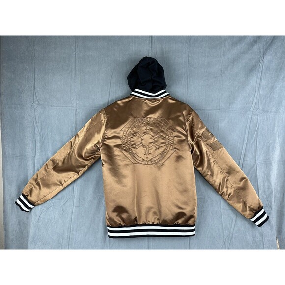 Star Wars Satin Jacket Heroes Villains Mens Small Empire Troopers Patches Bronze - Picture 3 of 13